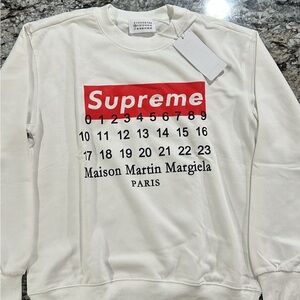 Supreme x Maison Martin Margiela White Crewneck with Red Logo
